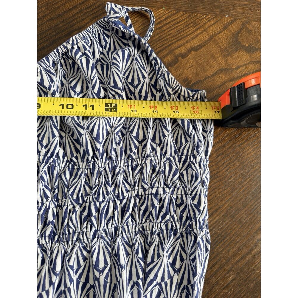 H&M Cotton Smocked Blue White Midi Strappy Sundress L - Picture 6 of 8